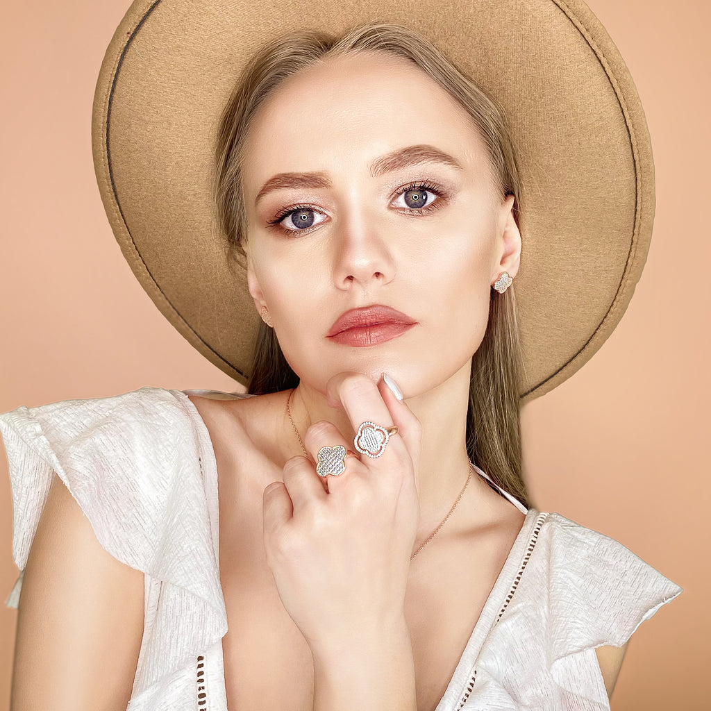 Sterling Silver Clover Halo Ring