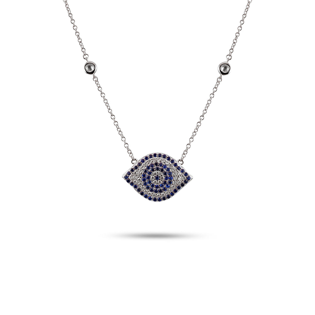 Sterling Silver Sapphire-Blue Eye of Protection Necklace