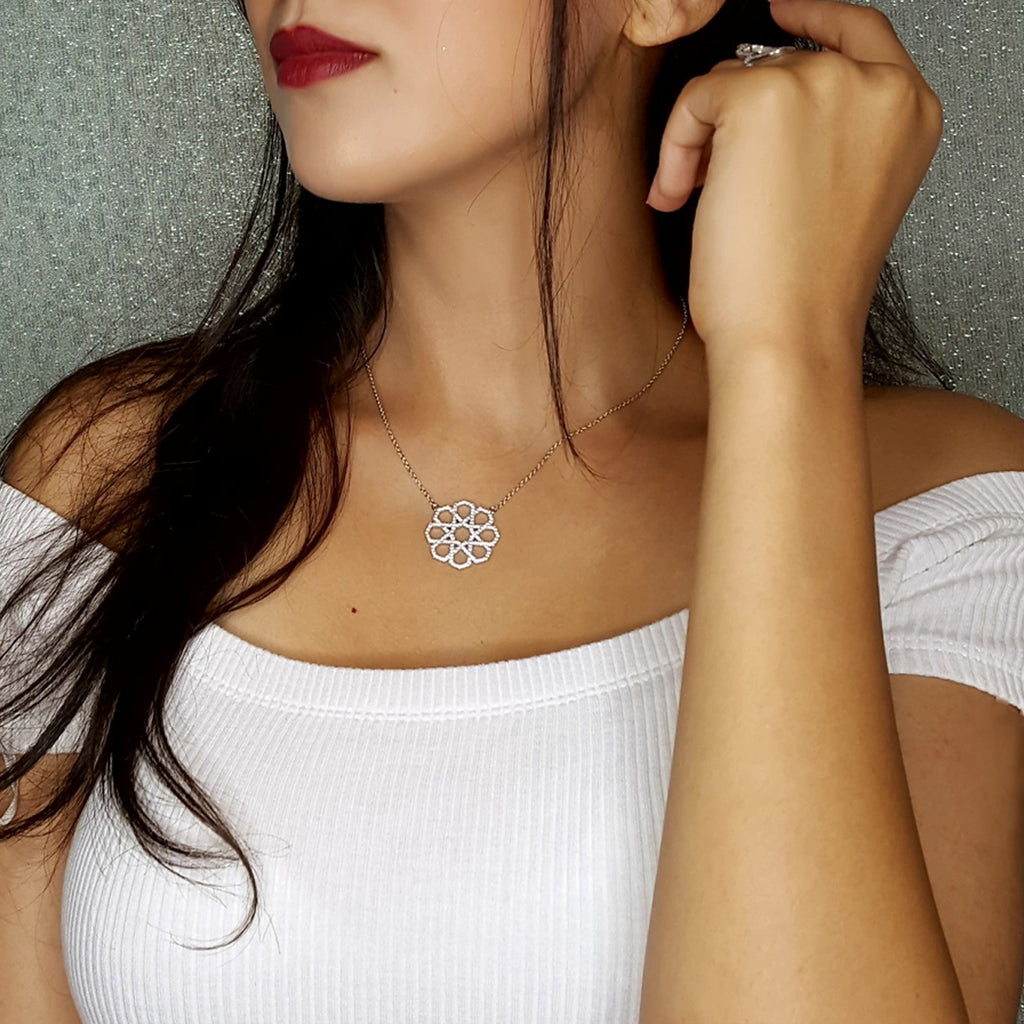 Sterling Silver Pave Marrakesh Style Necklace