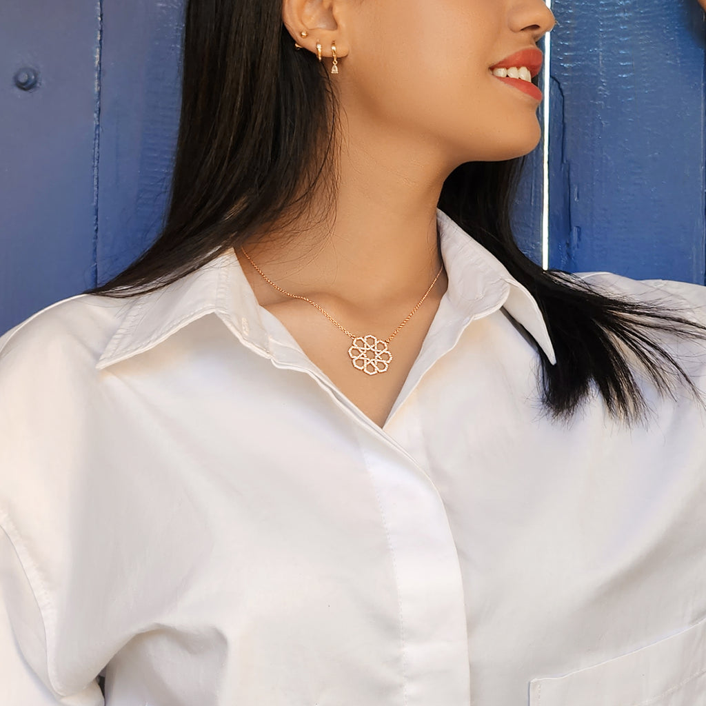 Sterling Silver Pave Marrakesh Style Necklace