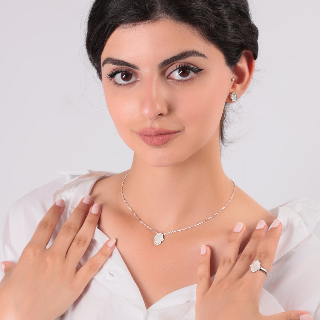 Sterling Silver Hamsa Hand Milgrain Necklace