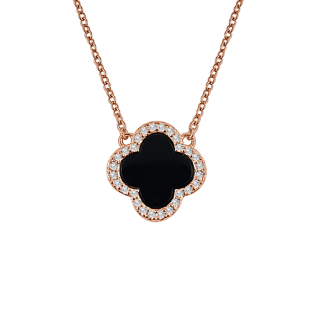 Sterling Silver Onyx Clover Pendant