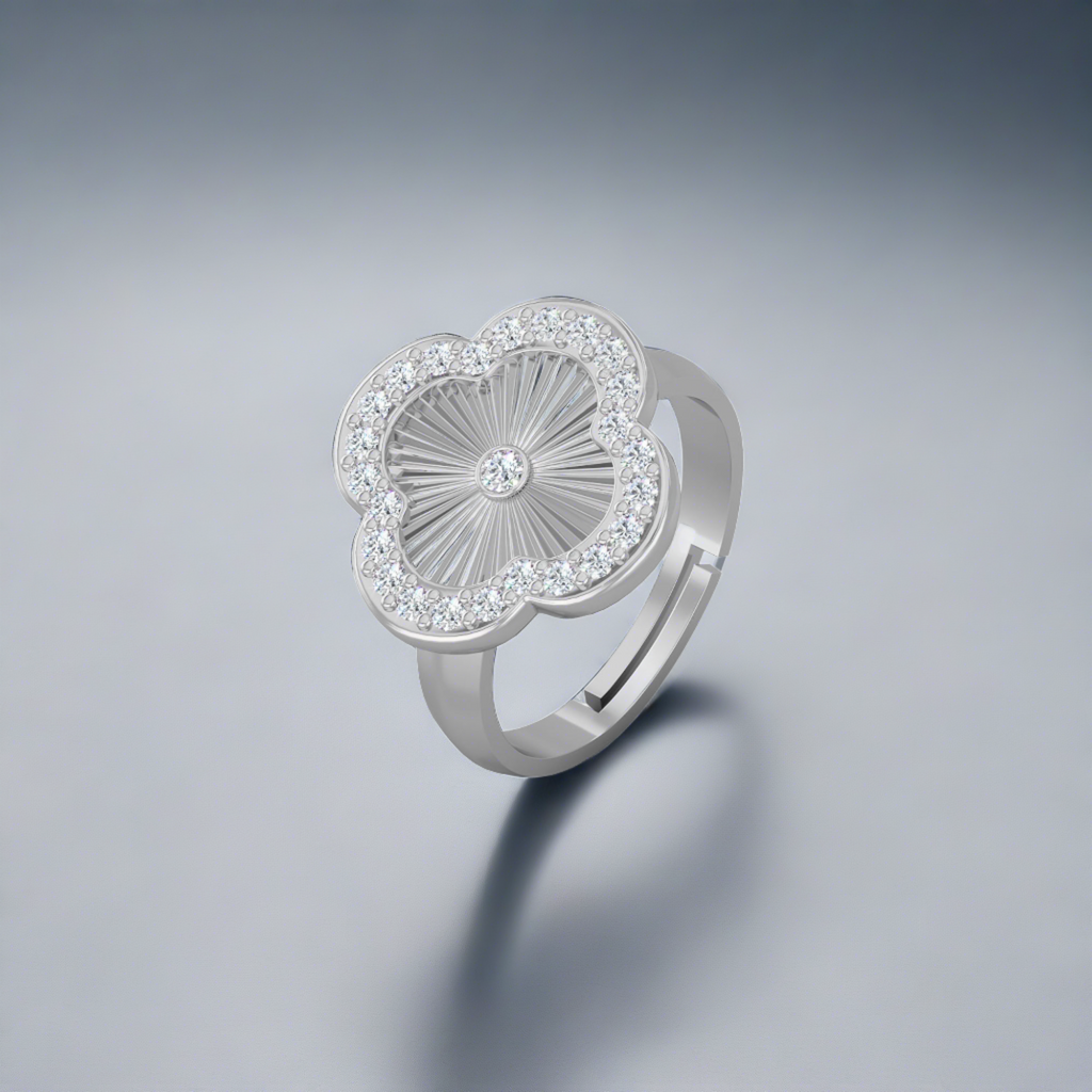Sterling Silver CNC Clover Ring