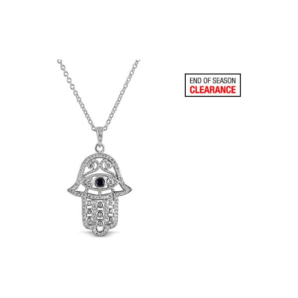 Sterling Silver Elegant Hamsa Necklace - Mosaic Jewels