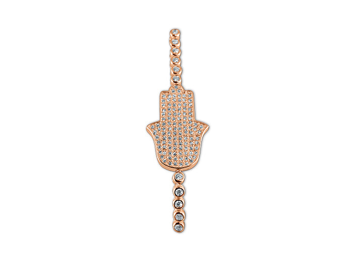 Sterling Silver Pavé Hamsa Tennis Bracelet 14K Rose Gold Plated - Mosaic Jewels