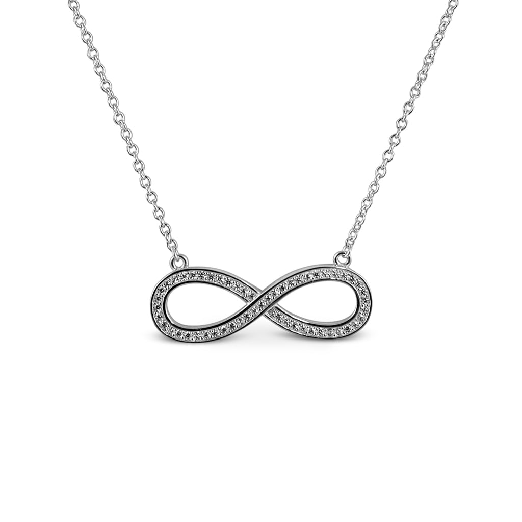 Sterling Silver Sparkling Infinity Symbol Necklace - Mosaic Jewels