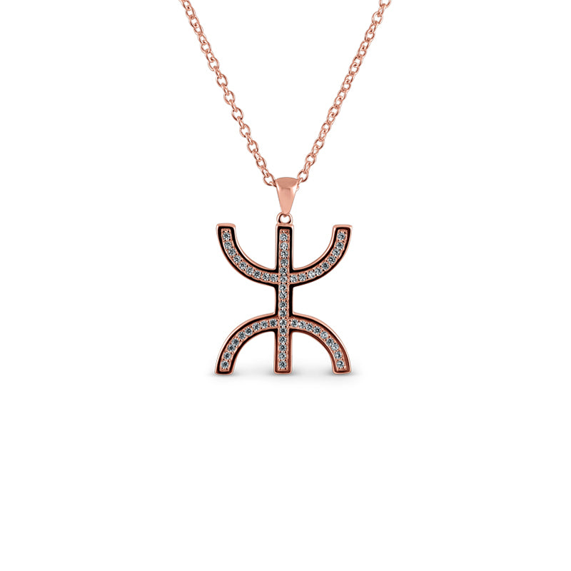 Sterling Silver AZA Sign Necklace 14K Rose Gold Plated - Mosaic Jewels