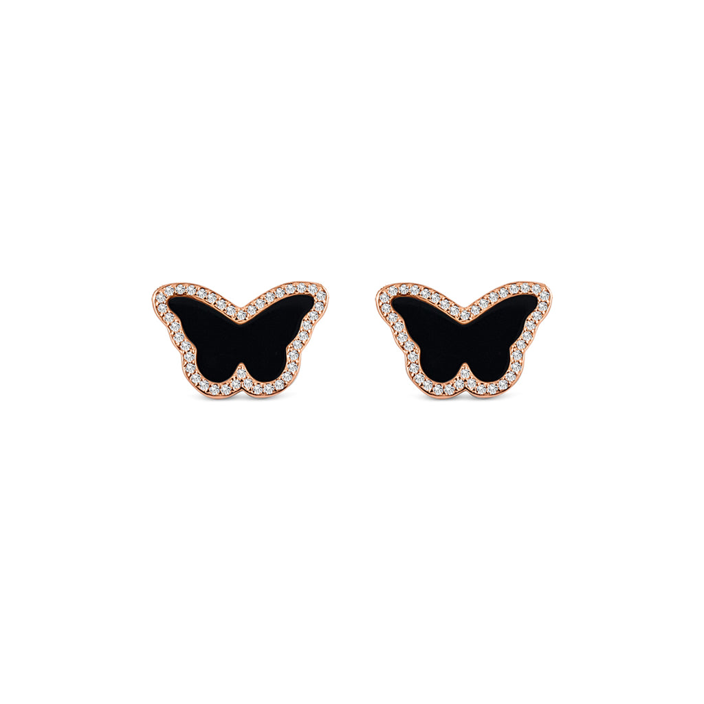 Sterling Silver Onyx Butterfly Earrings - Mosaic Jewels