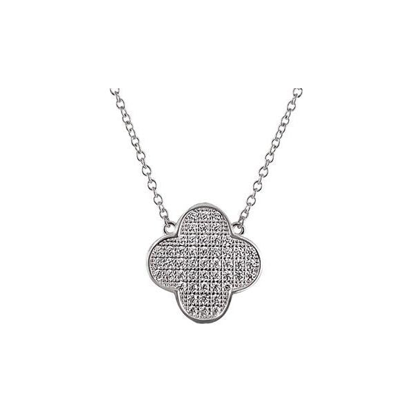 Sterling Silver Micro Pavé Clover Necklace (Chana Collection) - Mosaic Jewels