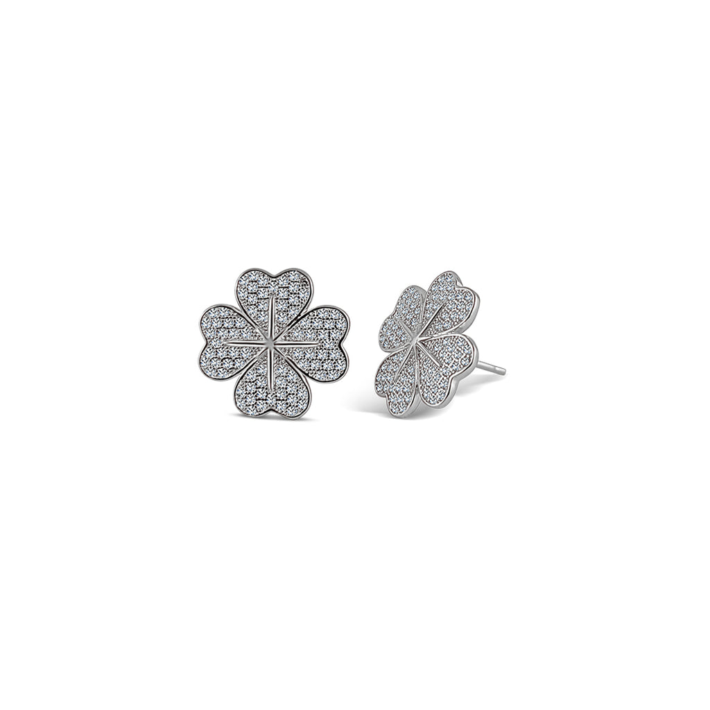 Sterling Silber vierblättrige Kleeblatt Herzen Ohrringe - Mosaik Juwelen