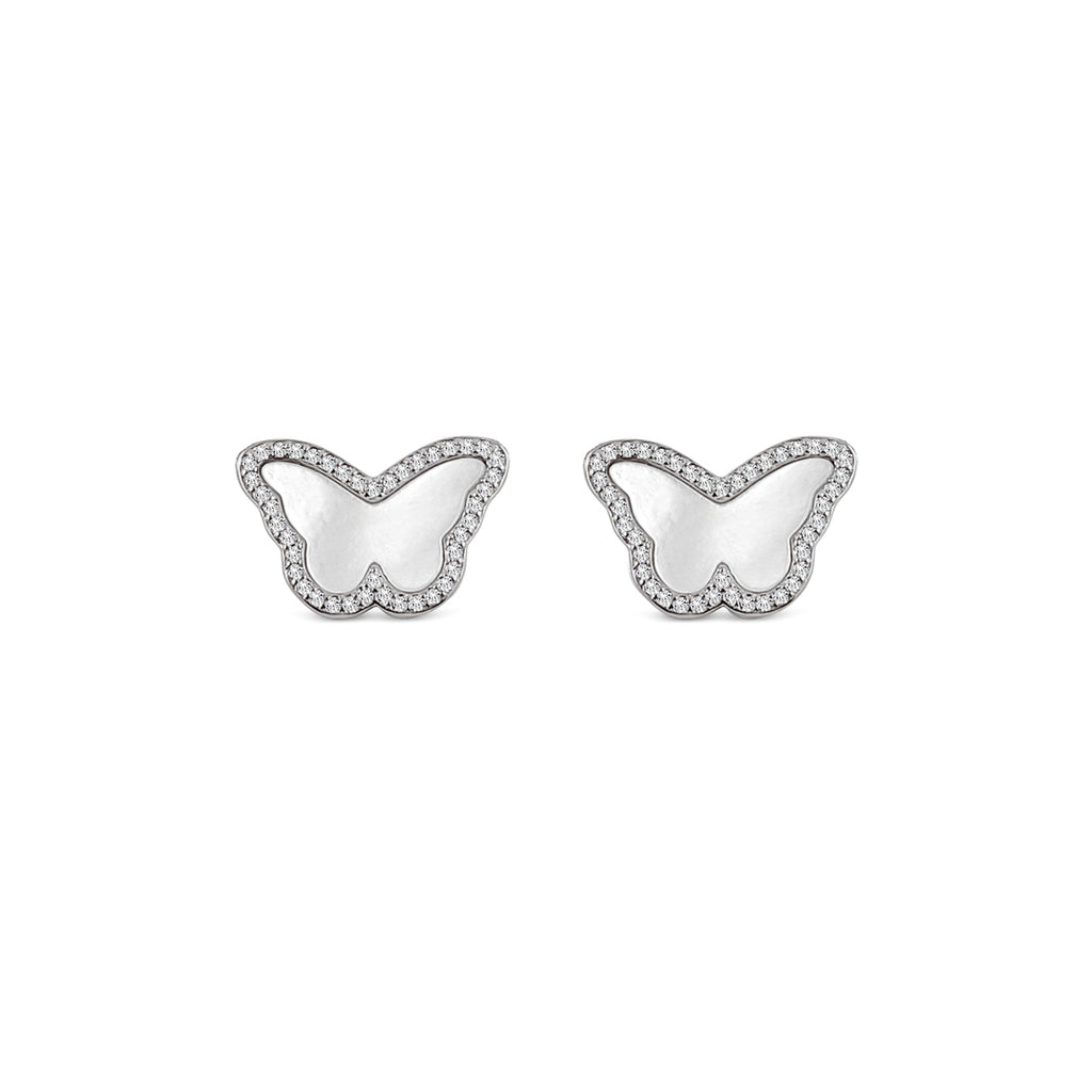Sterling Silber Perlmutt Schmetterlingsohrringe - Mosaik Juwelen