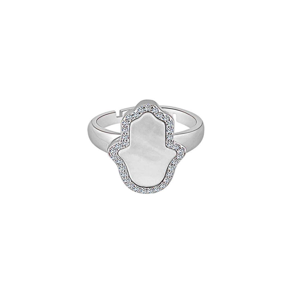 Sterling Silber Perlmutt Hamsa Ring - Mosaik Juwelen