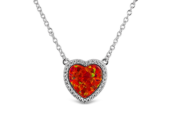 Sterling Silber Opal Rot Herz Armband Rhodiniert - Mosaik Juwelen