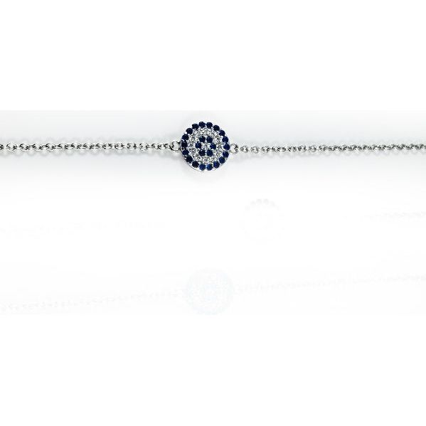 Sterling Silver Round Blue Eye Bracelet - Mosaic Jewels