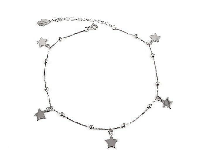 Sterling Silber Sterne Charms Fußkette - Mosaik Juwelen