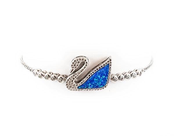 Sterling Silber Opal Blue Swan Armband Rhodiniert - Mosaik Juwelen